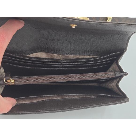 Michael Kors Signature Monogram Wallet + XL MK Logo Belt Bundle - Picture 6 of 10